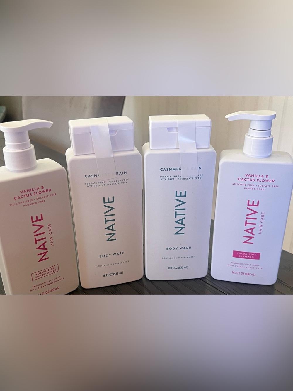 Native 2 Cashmere Rain Body Wash & Vanilla Cactus Flower Shampoo + Conditioner